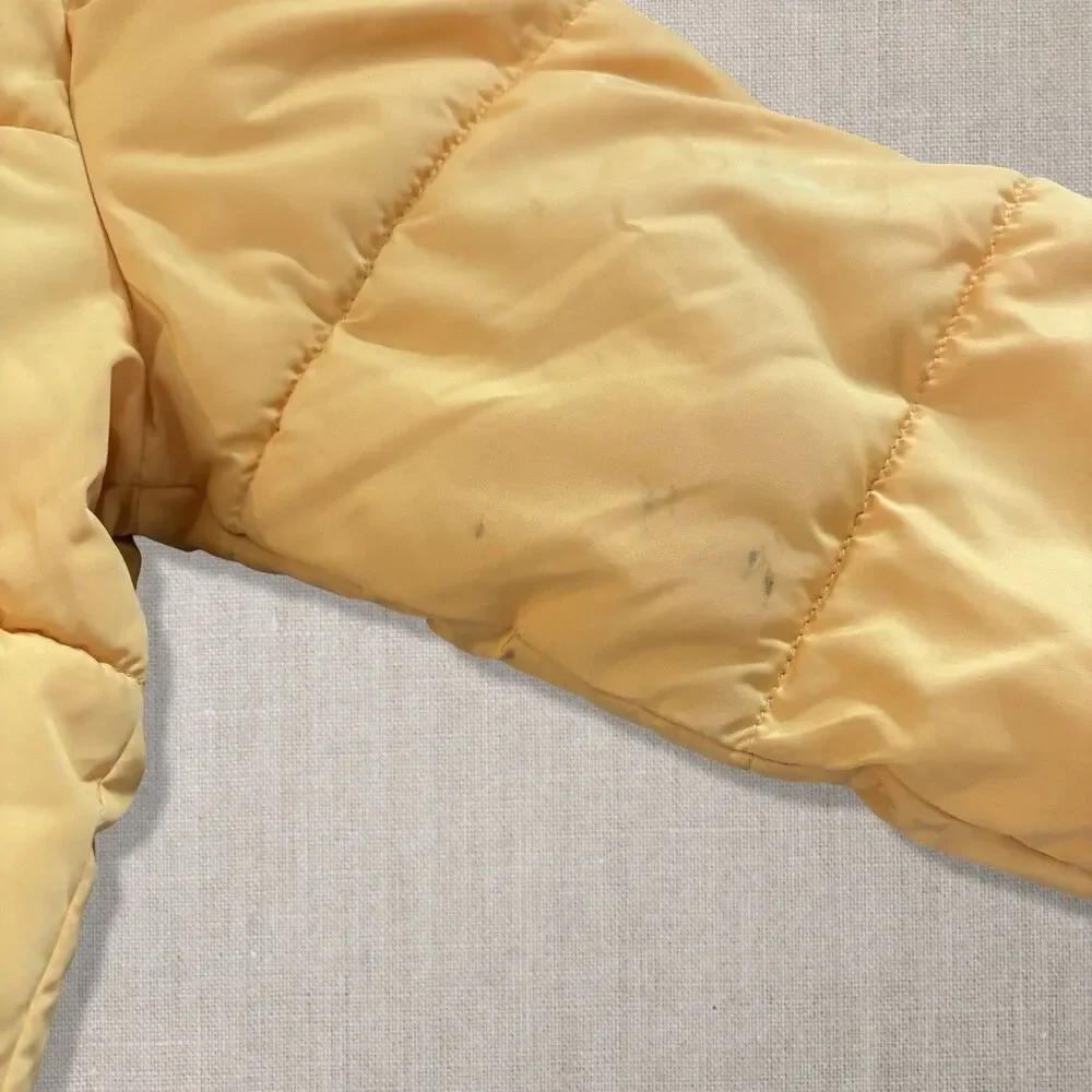 Primary Yellow Hooded Puffer Jacket Sherpa Hood Toddler Size 6-7
